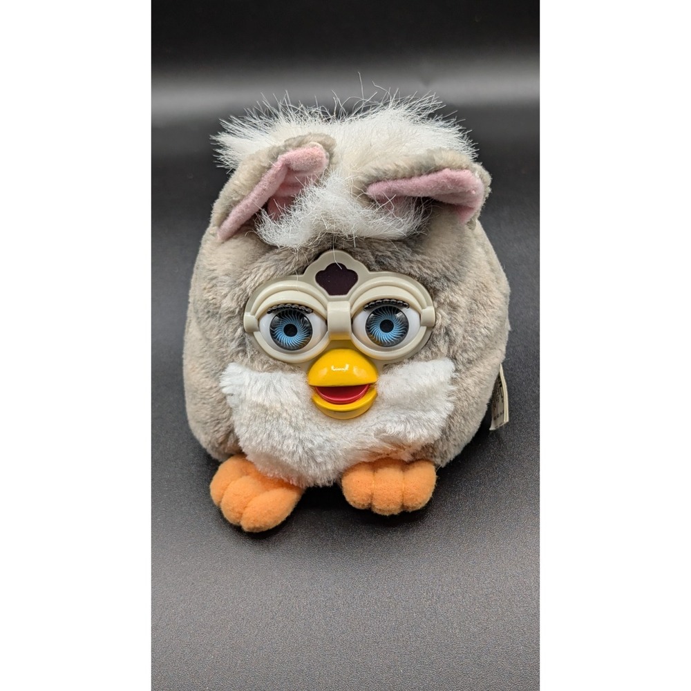 1999 Grey With Blue Eyes Furby Buddies Mini Bean Bag Plush Toy Tiger Electronics